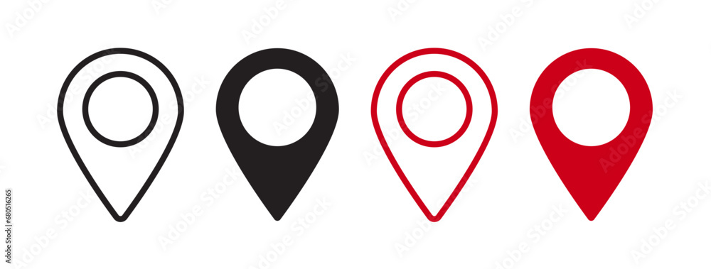 Fototapeta premium Location pin vector icon set. position vector symbol. Gps pin line icon. Place map navigation pointer pin vector symbol for mobile apps and website UI designs. 