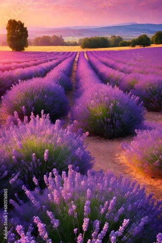 Lavender Fields Sunset Wallpaper.