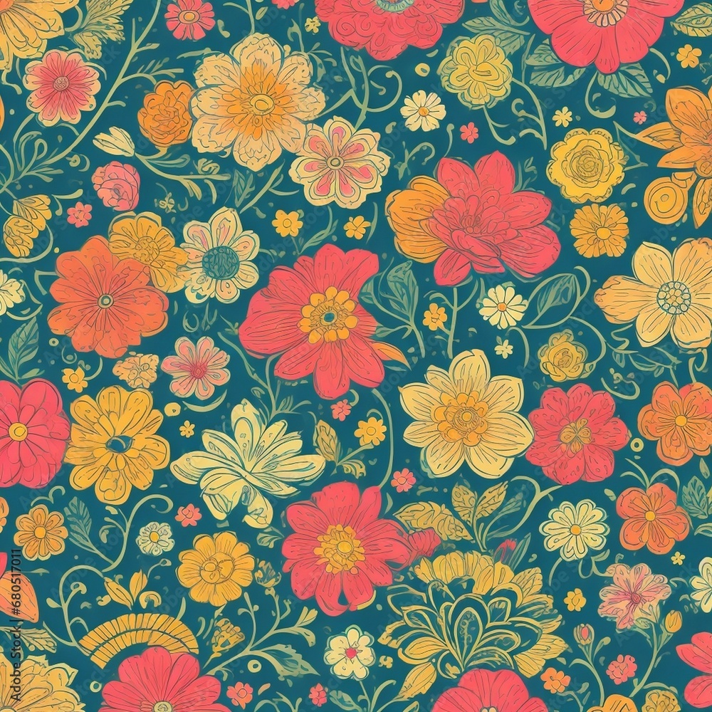 custom made wallpaper toronto digitalHand-drawn Seamless Coloring Floral pattern Background Design.Retro Vintage Flower Elegant Isolated Motif Texture Wallpaper Illustration.Beautiful Decoration Textile Ornate Element Vector Art.