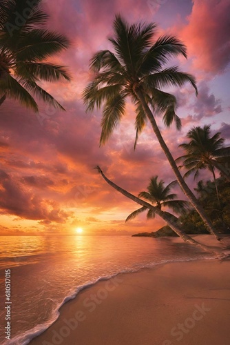 Tropical Paradise Sunset Wallpaper.