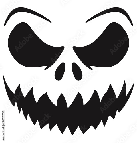 Scary Halloween pumpkin face vector design.