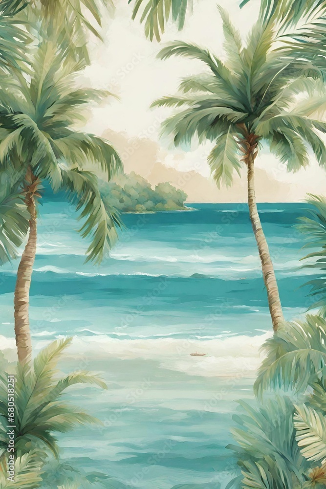 Fototapeta premium Tropical Island Paradise Wallpaper.