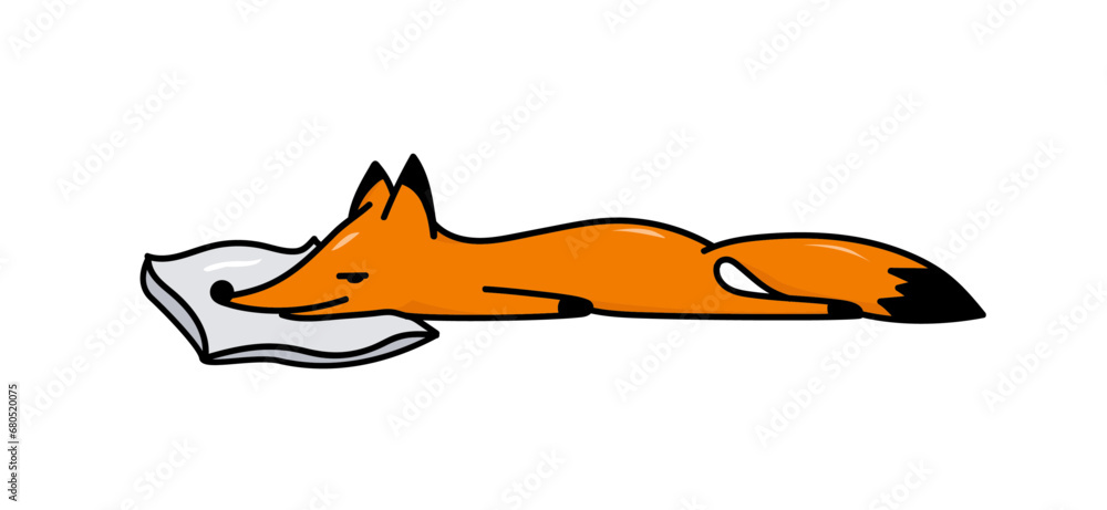 Obraz premium Fox sleeps on a pillow