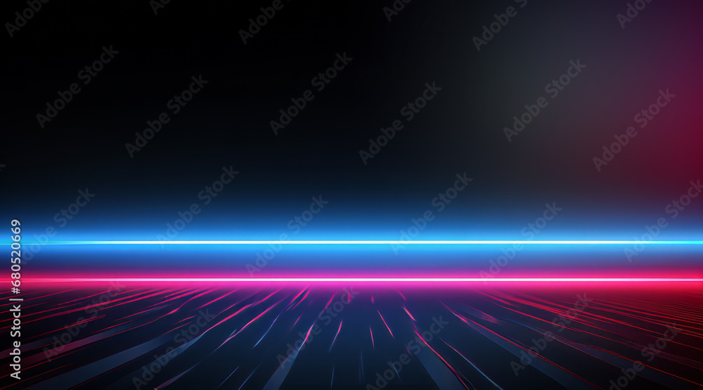 Red, purple and blue neon lights create a sleek, contrasting glow in an abstract setting. Red, purple and blue neon lights create a sleek, contrasting glow in an abstract setting.