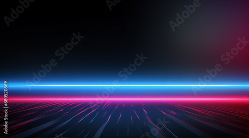 Red, purple and blue neon lights create a sleek, contrasting glow in an abstract setting.
