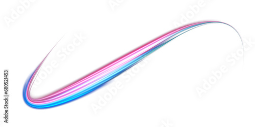 Blue and red neon wavy lines. Red blue special effect, speed police line. Magic of moving fast lines. Laser beams. Particle motion effect. Acceleration speed motion on night road. PNG.