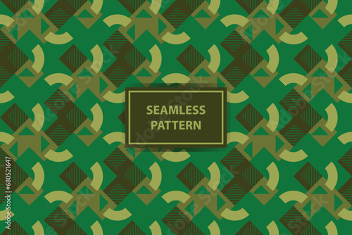 Green Monochromatic Bauhaus Pattern in geometric shapes. Geometric Green Banner. Vector Illustration. EPS 10.