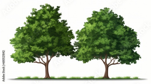Green trees isolated on transparent background forest and summer foliage for both print and web with cut path and alpha channel 