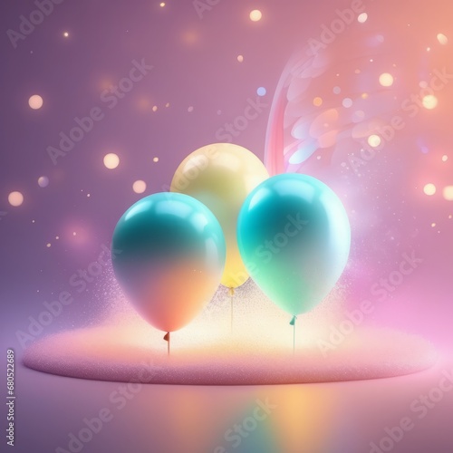 3d rendering of a birthday background with balloons and stars. 3d rendering of a birthday background with balloons and stars. 3d rendering of colorful balloons and golden balls