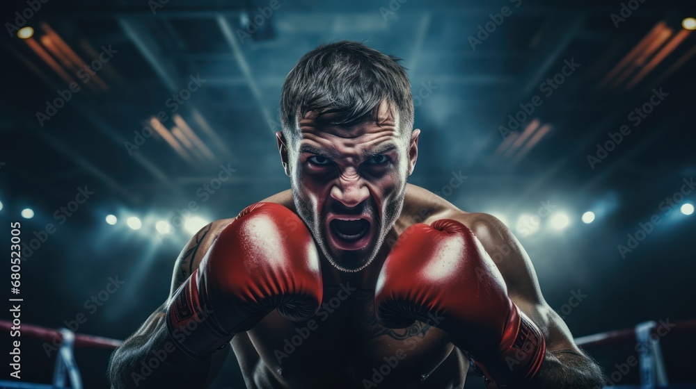 Boxing triumph: boxer's win in an intense showdown