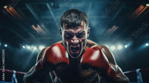 Boxing triumph: boxer's win in an intense showdown