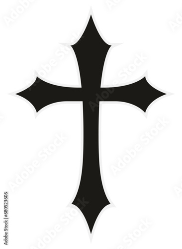 Cross vector shape symbol isolated white background.