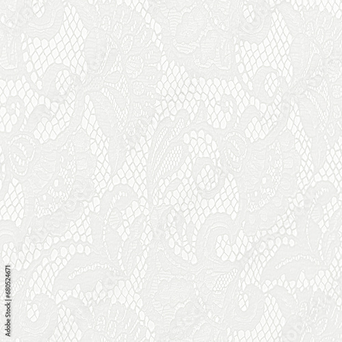 White lace fabric with a floral ornament. A feminine background best for romantic invitations, bridal shower or wedding designs.