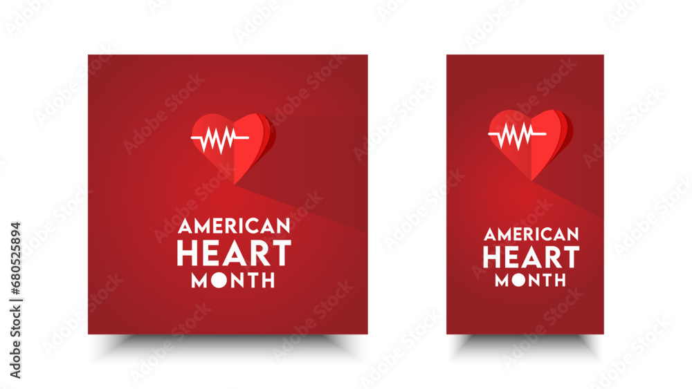 American heart month design. Vector illustration of heart and beat for education, background, banner, poster American heart month design. Vector illustration of heart and beat for education, background, banner, poster