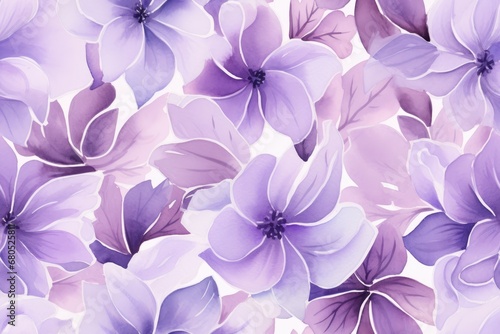 Watercolor seamless pattern of abstract purple flowers