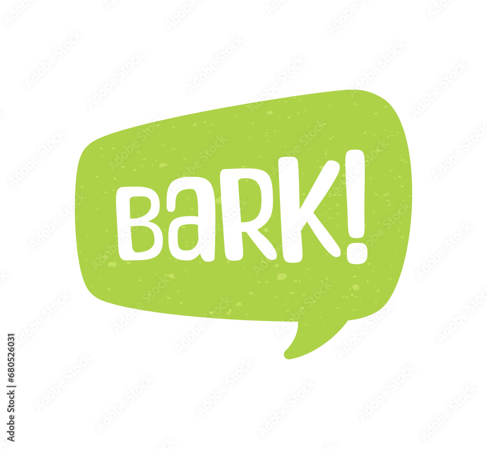 Bark text in a speech bubble balloon digital sticker design. Cute cartoon comics dog sound effect and lettering. Textured vector illustration. Bark text in a speech bubble balloon digital sticker design. Cute cartoon comics dog sound effect and lettering. Textured vector illustration.