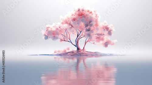Holographic of sakura tree. Holographic textured. Iridescent rainbow foil.