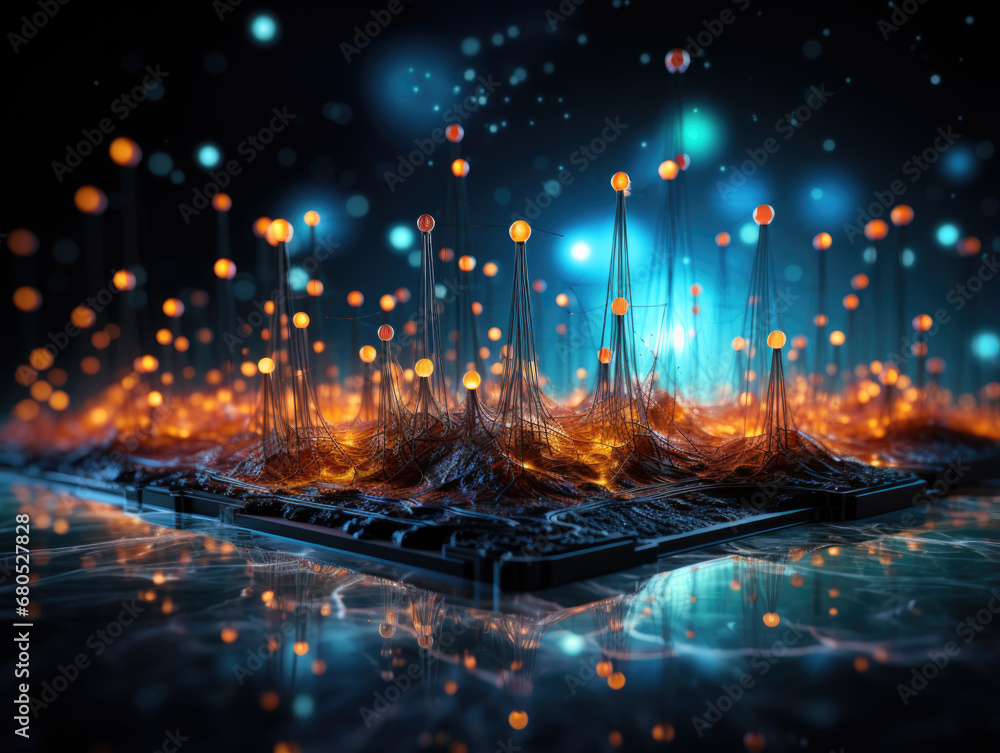 Fototapeta premium Explore the abstract world of science and technology through graphic design, emphasizing internet connection.