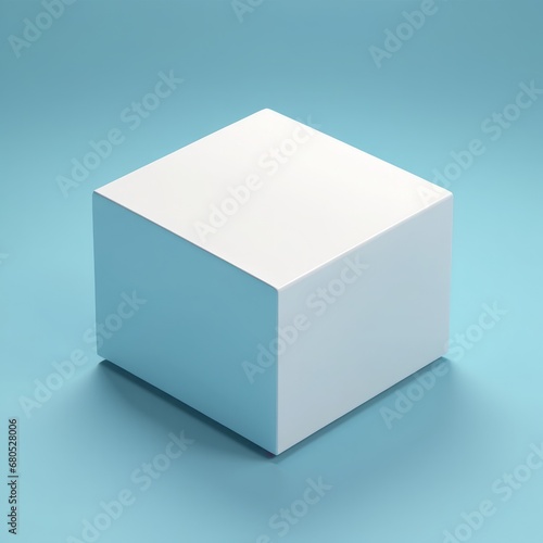 3d rendering of white square podium in studio studio. 3d rendering of white square podium in studio studio. empty white box on blue background. 3d rendering.