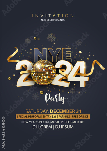 2024 Happy New Year Background for your Flyers and Greetings Card graphic or new year themed party invitations	 photo