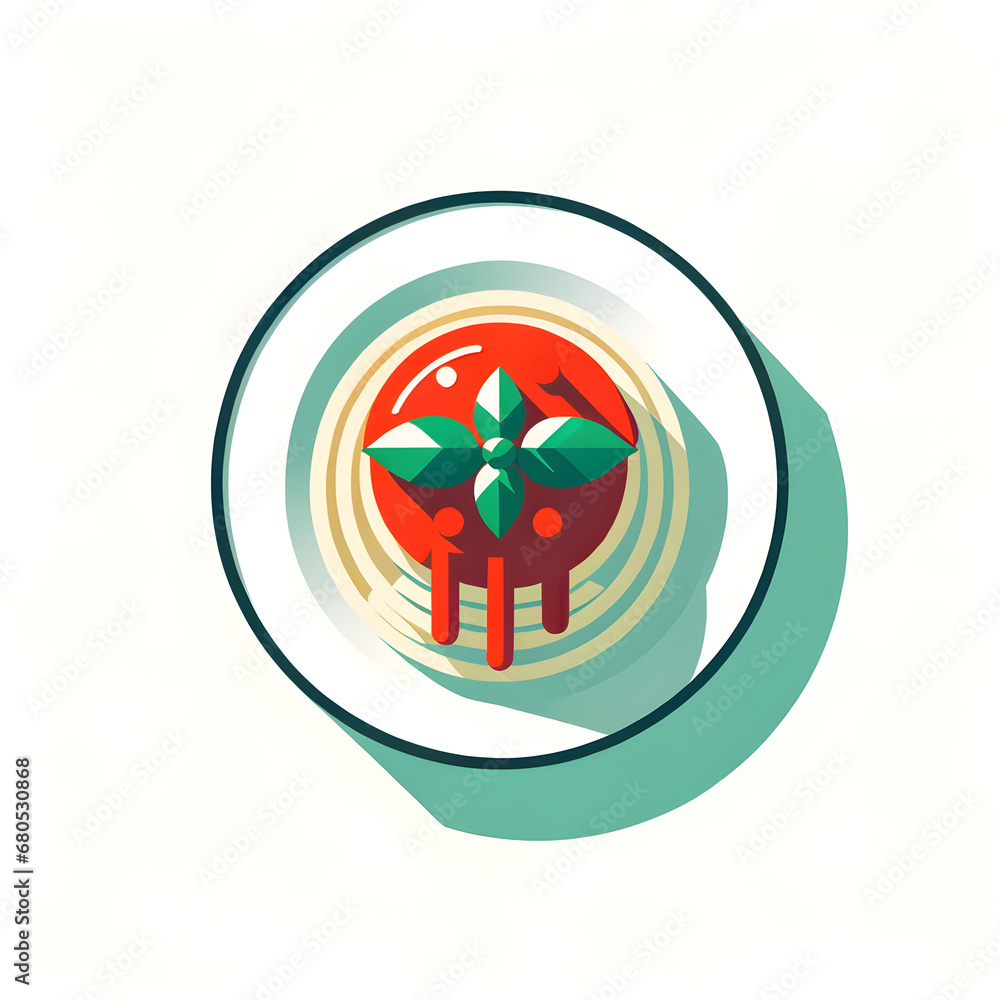 Gourmet Italian Spaghetti Pasta Top-Down Illustration with Tomato Sauce and Basil Garnish, Modern Minimalist Design - Concept of European Cuisine, Healthy Eating, and Artistic Food Presentation Gourmet Italian Spaghetti Pasta Top-Down Illustration with Tomato Sauce and Basil Garnish, Modern Minimalist Design - Concept of European Cuisine, Healthy Eating, and Artistic Food Presentation