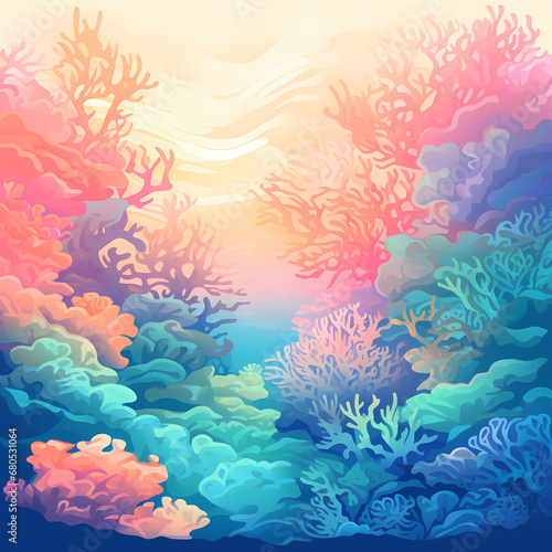 background with a soft gradient depicting the colors of a coral reef