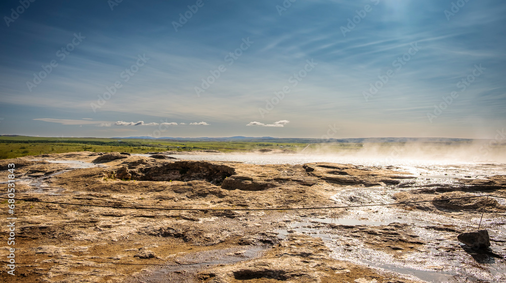 Strokkur is Iceland’s most visited active geyser. One of the three major attractions on the world-famous Golden Circle sightseeing route - Haukadalur valley, Iceland, Europe Strokkur is Iceland’s most visited active geyser. One of the three major attractions on the world-famous Golden Circle sightseeing route - Haukadalur valley, Iceland, Europe