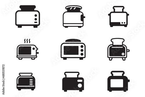 Toaster icon vector illustration. Simple and modern flat design pictogram of kitchen appliance. Isolated on white background. Suitable for web, app, logo, symbol, or sticker.