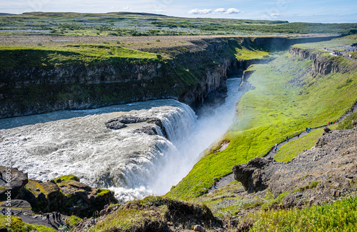 Gullfoss  Golden Falls   is a waterfall located in the canyon of the Hv  t   river in southwest Iceland. Gullfoss is one of the most visited tourist attractions in Iceland