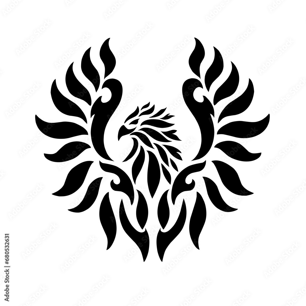 graphic vector illustration of tribal art design symbol of an eagle with both wings