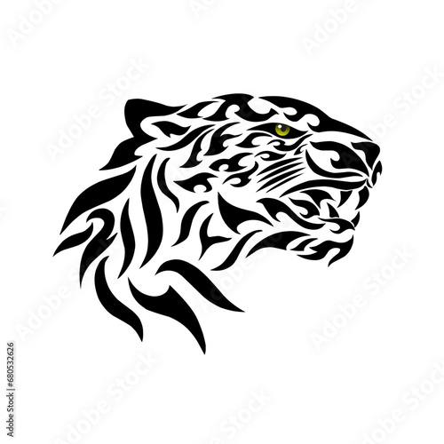 graphic vector illustration of tribal art tattoo design leopard head in abstract style