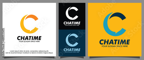 Letter C and chat logo template
