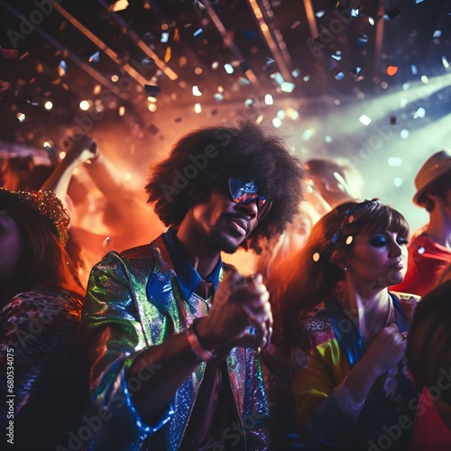 group of people in a disco, party