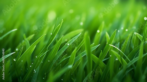 Generative AI : image of close up fresh green grass background close up