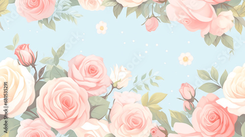 Beautiful watercolor rose bouquet pattern design, romantic and feminine style Valentine s day background. © Sunday Cat Studio