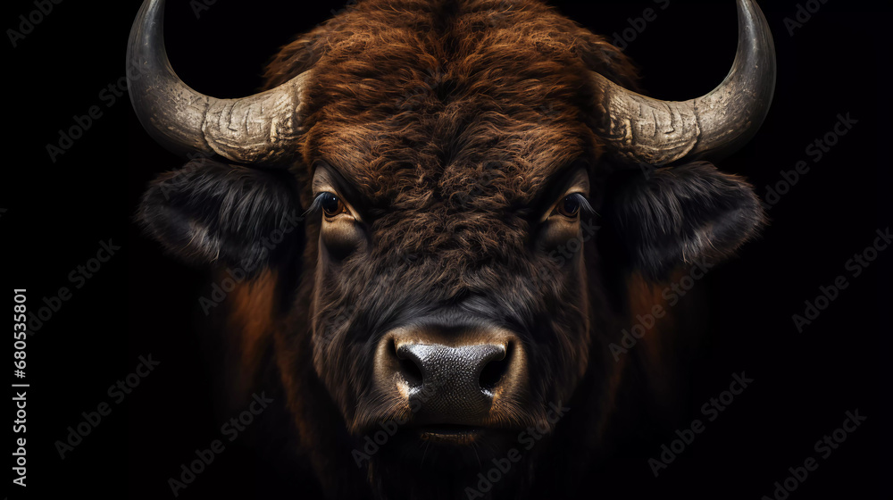 Portrait of a Buffalo on a black background Portrait of a Buffalo on a black background