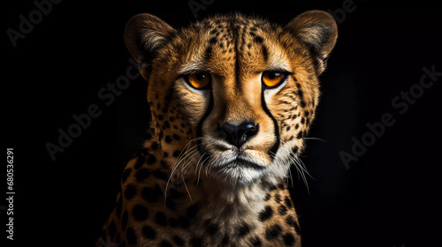 Portrait of a Cheetah on a black background photo