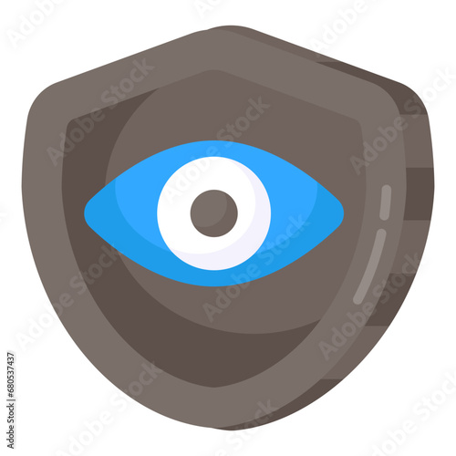 Eye inside shield, icon of security monitoring

