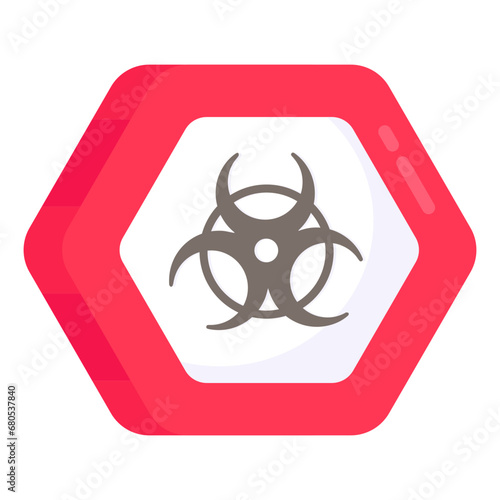 A flat design icon of biohazard 

