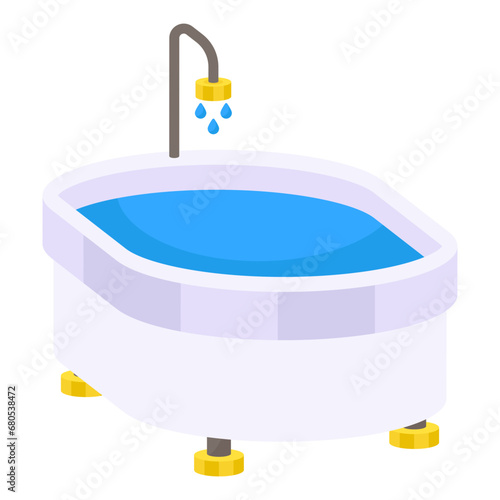 Trendy vector design of bathtub

