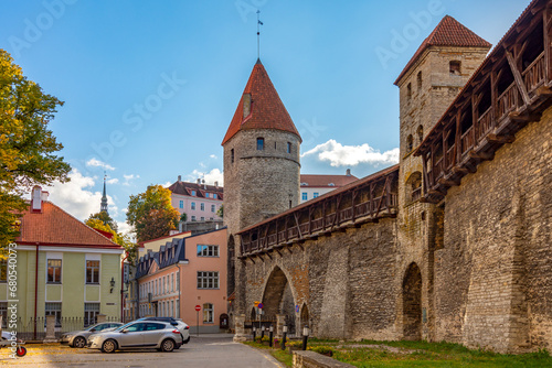 Walls and towers of old Tallinn, Estonia photo