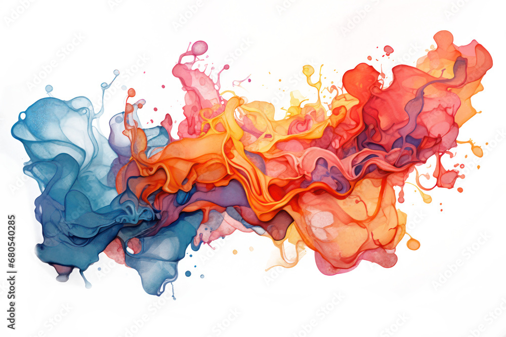 Watercolor  splash,Abstract Pink and Blue Smoke Clouds