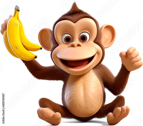 3d cartoon monkey, isolated