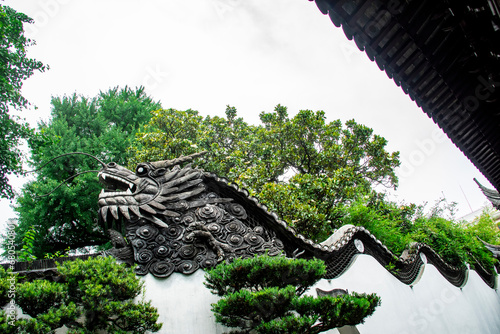 the dragon sharp roof of Yu Garden. It is an extensive Chinese garden located beside the City God Temple in the northeast of the Old City of Shanghai at Huangpu District, Shanghai China.