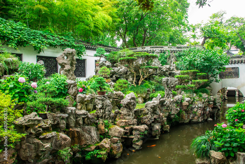 the beautiful view of Yu Garden. It is an extensive Chinese garden located beside the City God Temple in the northeast of the Old City of Shanghai at Huangpu District, Shanghai China.