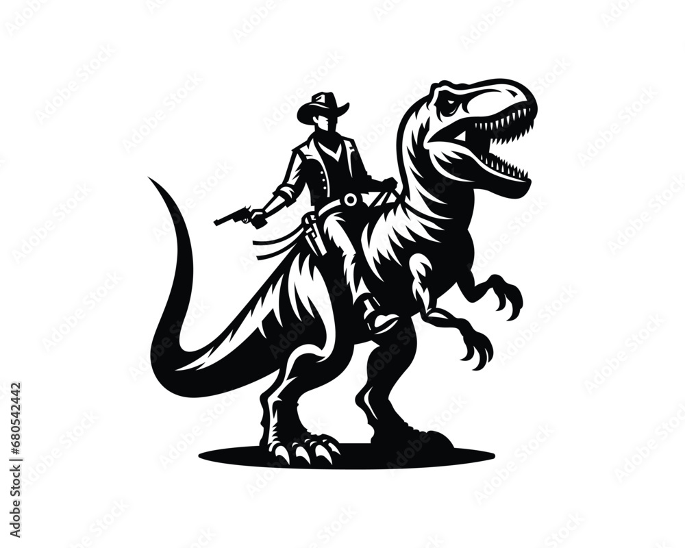 Tyrannosaurus Rex Riding Cowboy Stock Vector | Adobe Stock