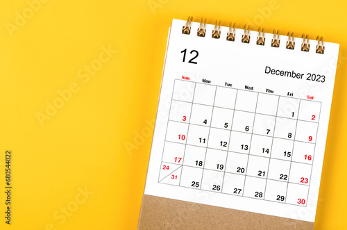 A December 2023 Monthly desk calendar for 2023 year.
