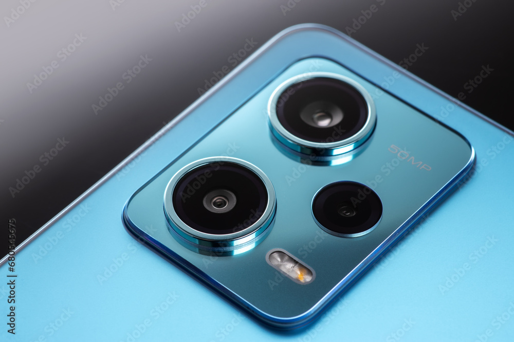 Modern smartphone camera lens, macro view. close up Modern smartphone camera lens, macro view. close up