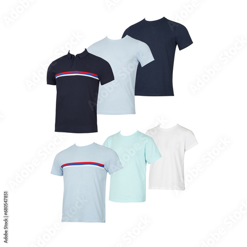 Front cotton shirt set cut out isolated white background with clipping path