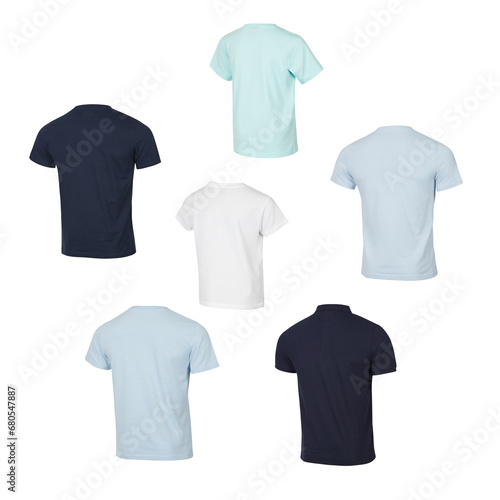 Set of cotton clothes on the back cut out isolated white background with clipping path